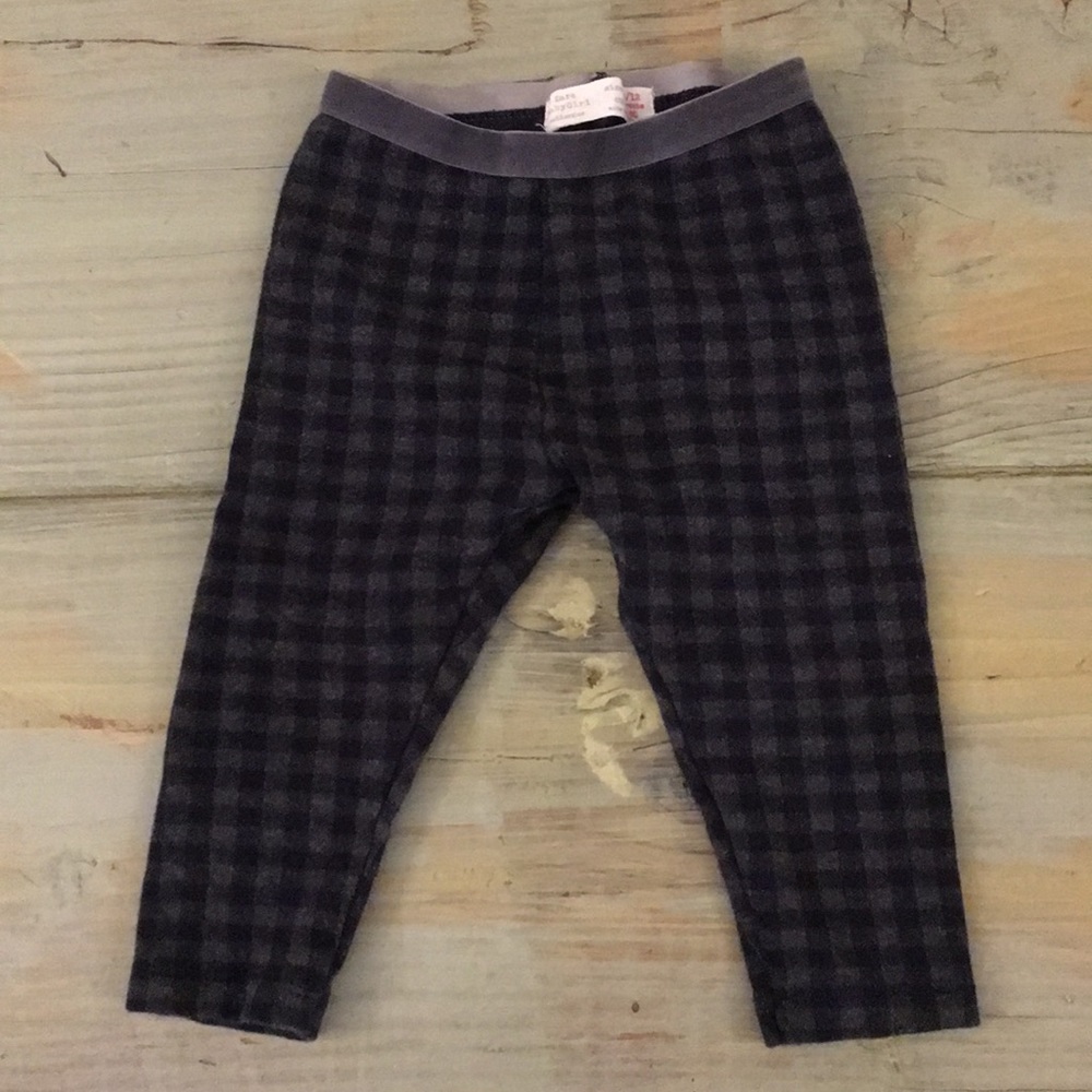 Zara baby girl gray blue plaid legging 6-9mo